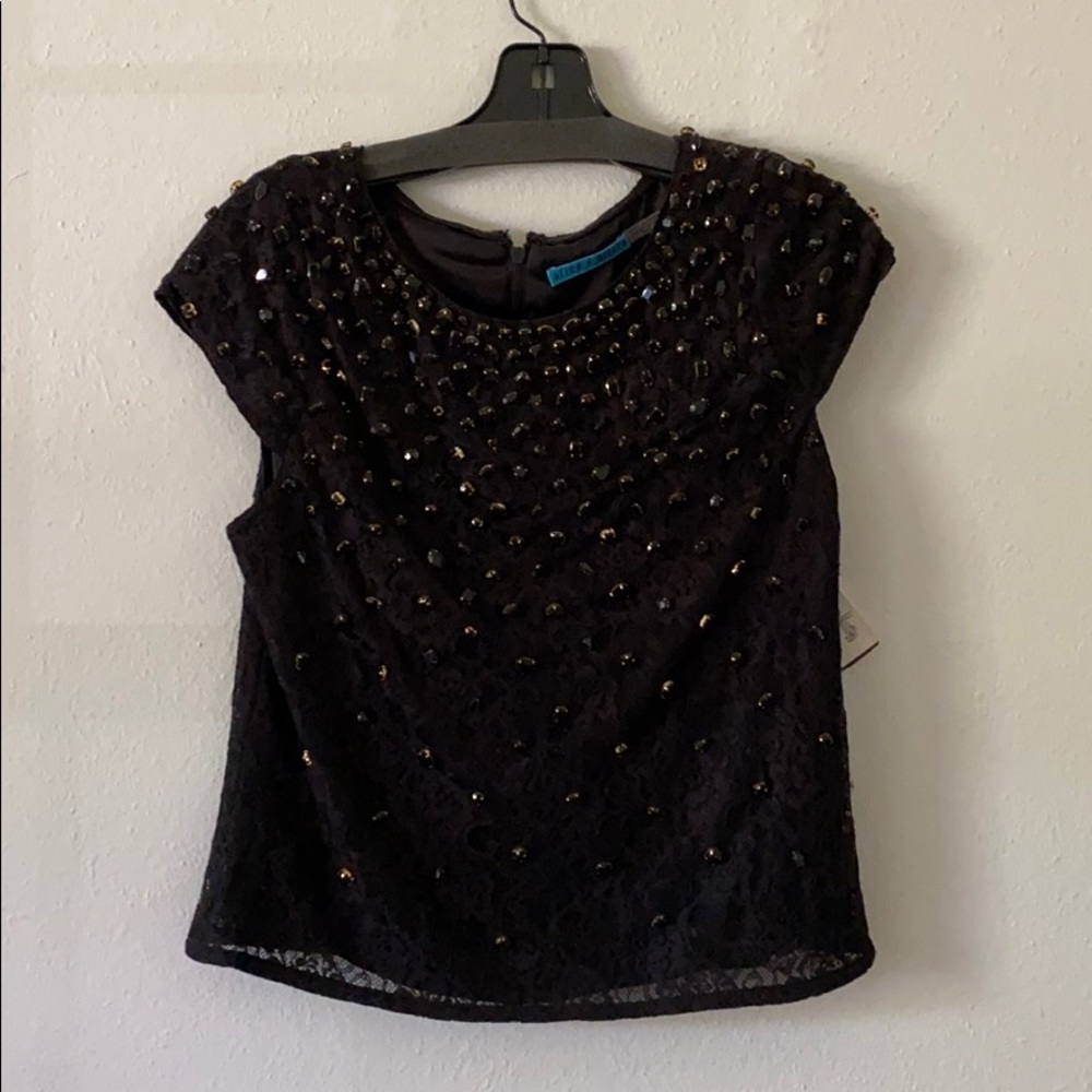 Black Lace Alice + Olivia Top